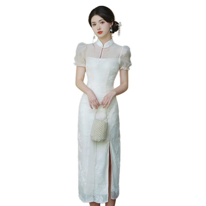 Embroidered Sequin New Chinese Style Qipao Dress with Slit - Style 708fd9 - Image 5