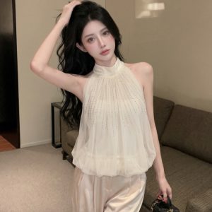 Women's 2026 Summer Halter Neck Sleeveless Sequin Tank Top