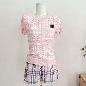 Women's Colorblock Striped Short Sleeve Knit Top Summer Thin Slimming Ice Silk Twist Shirt