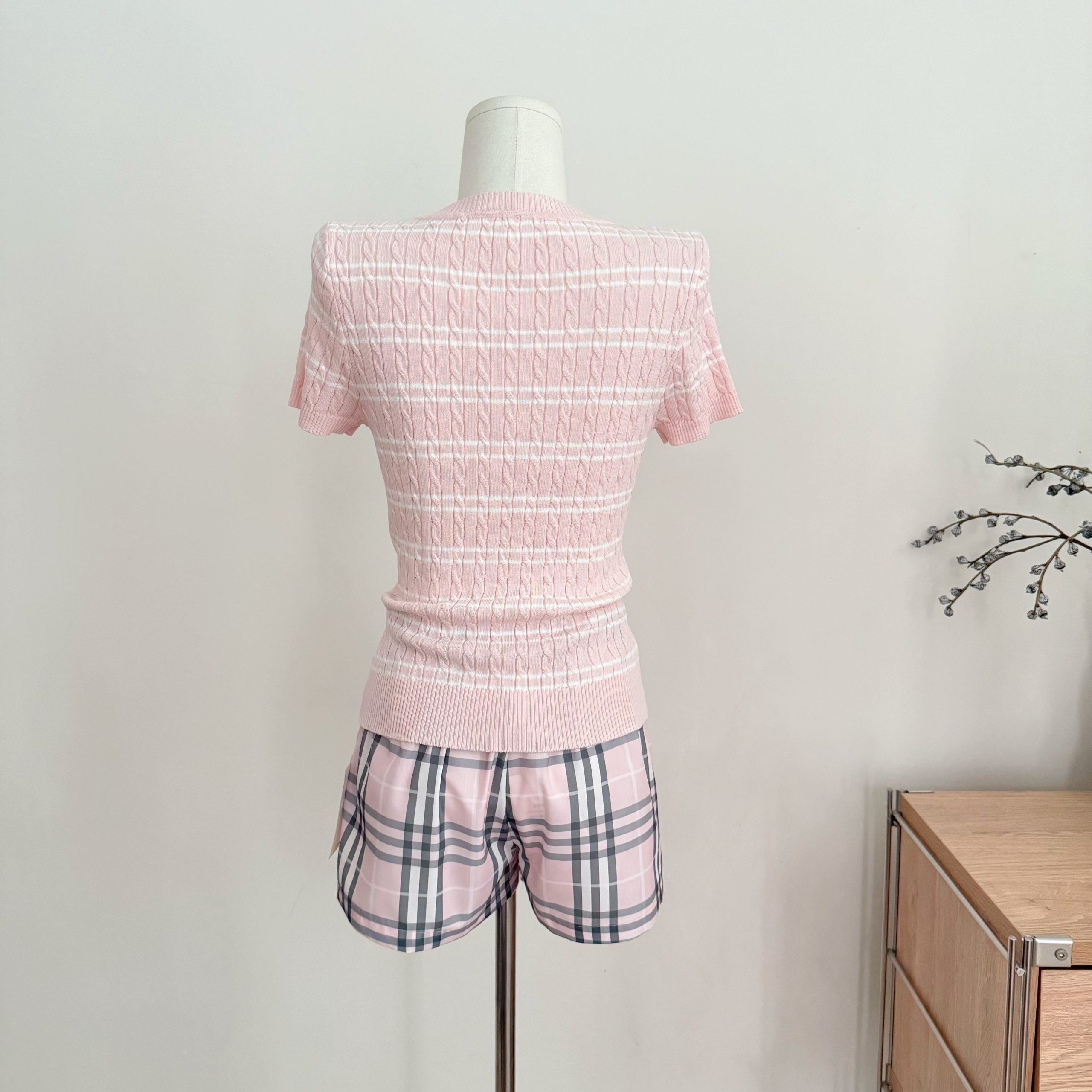 Women's Colorblock Striped Short Sleeve Knit Top Summer Thin Slimming Ice Silk Twist Shirt - Image 2