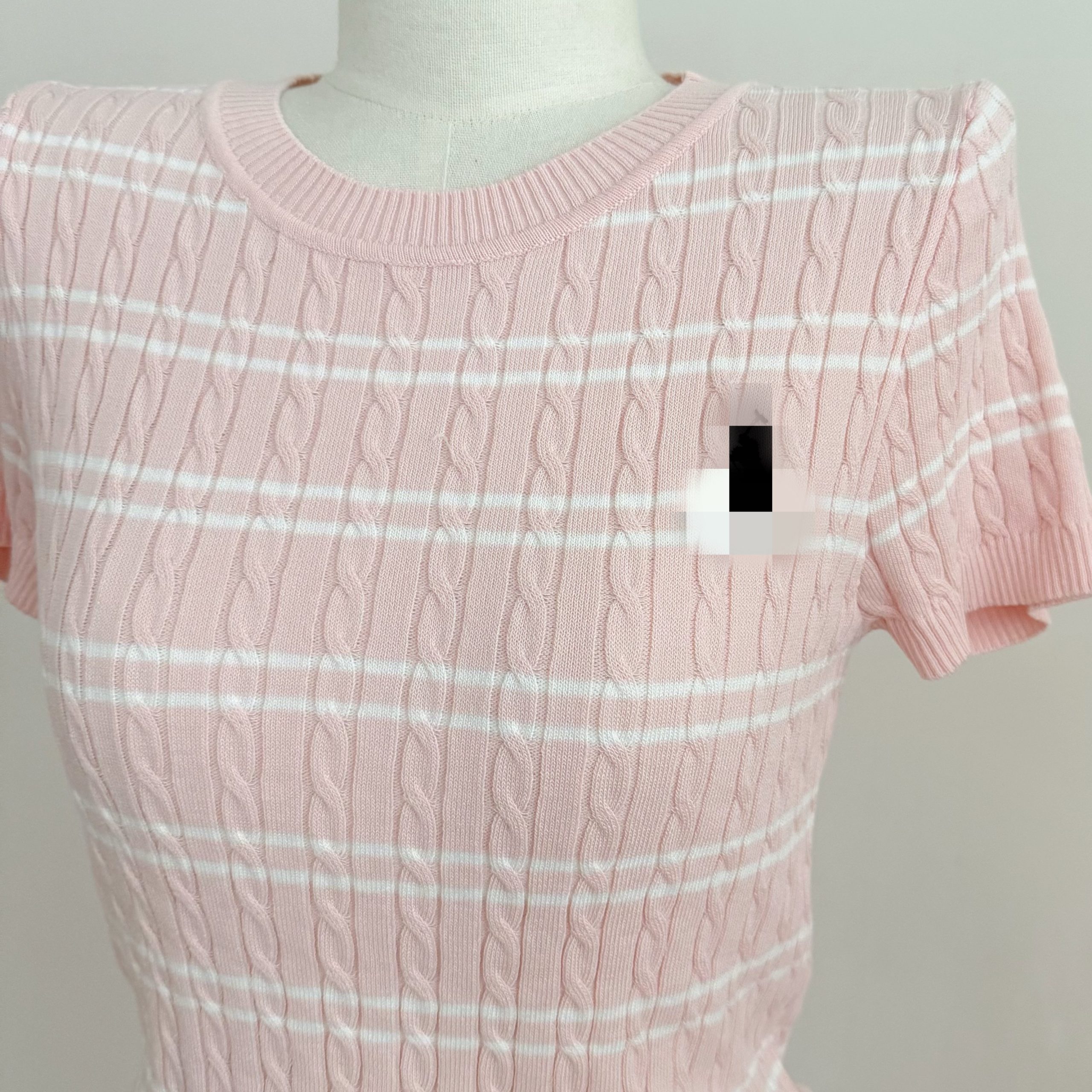 Women's Colorblock Striped Short Sleeve Knit Top Summer Thin Slimming Ice Silk Twist Shirt - Image 3