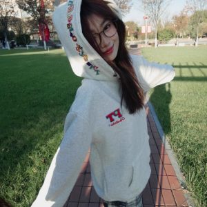 Women's Cotton Embroidered Zip Jacket with Pockets