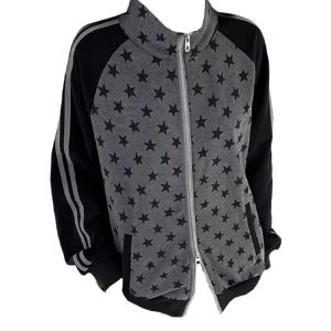 Women's Cotton Printed Zip-Up Jacket with Pockets