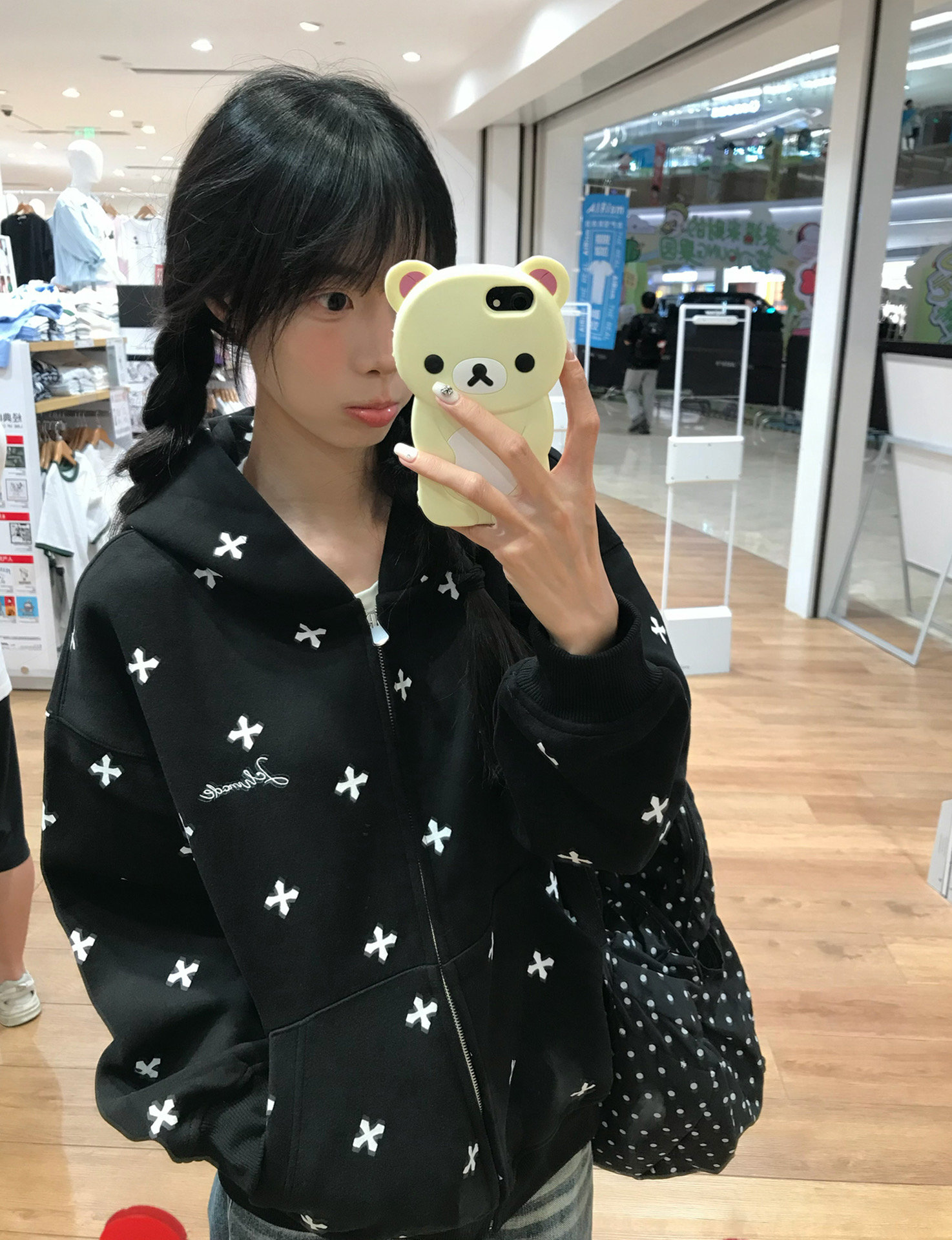 Women's Embroidered Cotton Hooded Sweatshirt Zip Up