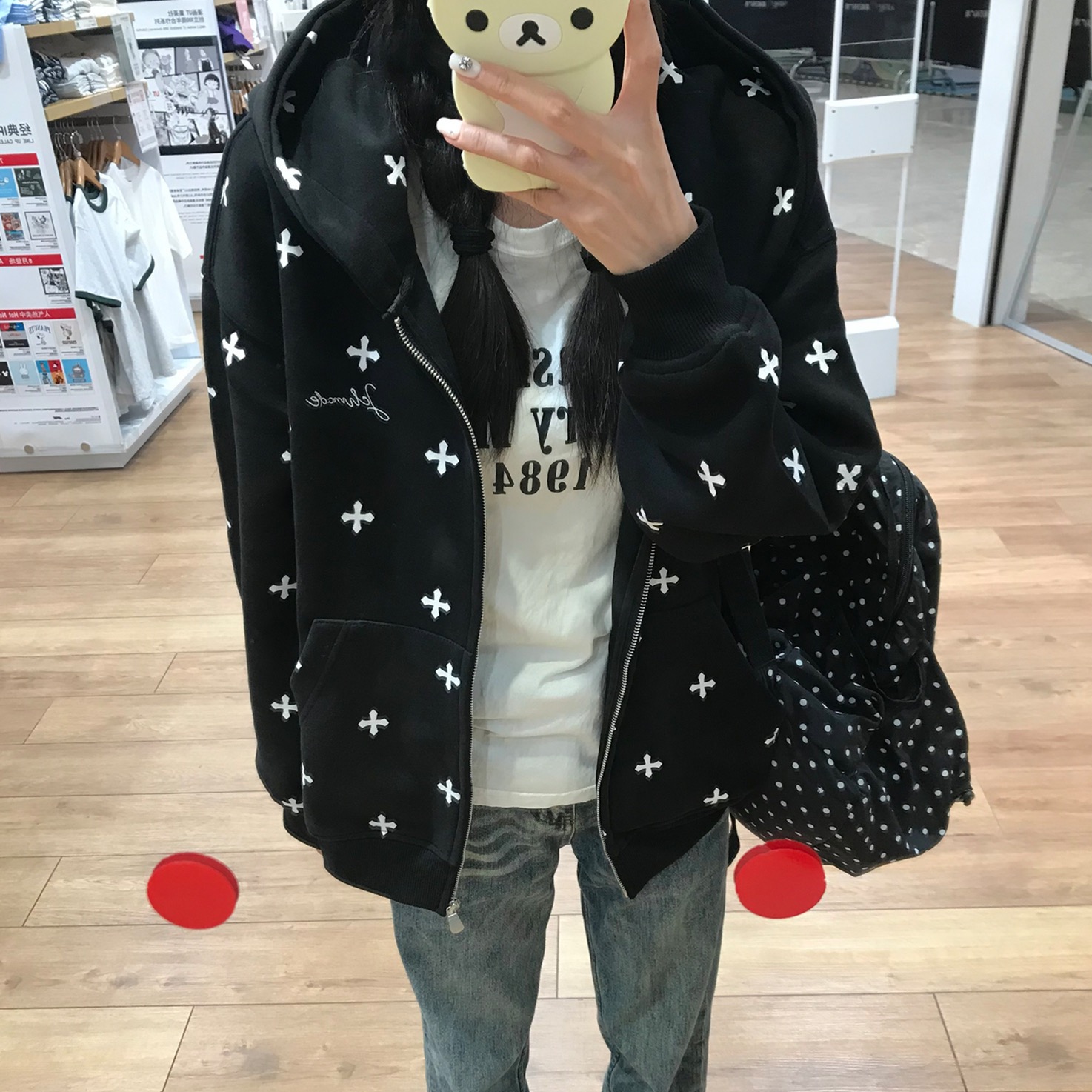 Women's Embroidered Cotton Hooded Sweatshirt Zip Up - Image 4