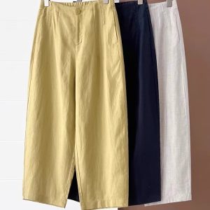 Women's Tencel Linen Casual Balloon Pants Summer High Waist Cropped Harem Pants