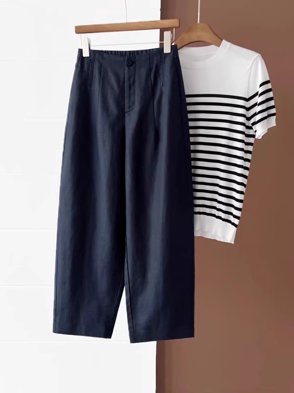 Women's Tencel Linen Casual Balloon Pants Summer High Waist Cropped Harem Pants - Image 3