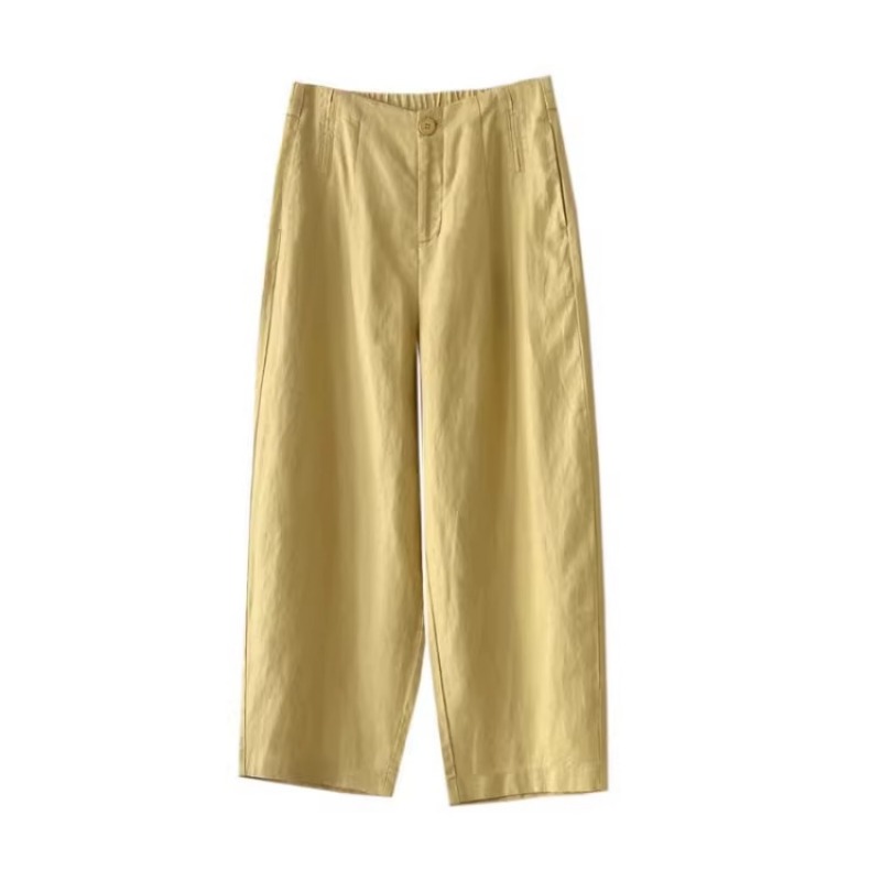 Women's Tencel Linen Casual Balloon Pants Summer High Waist Cropped Harem Pants - Image 5