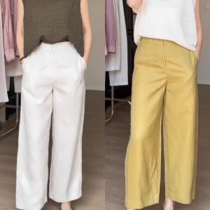 Women's Tencel Linen Cropped Harem Pants 2025 Summer Lightweight Loose High Waist