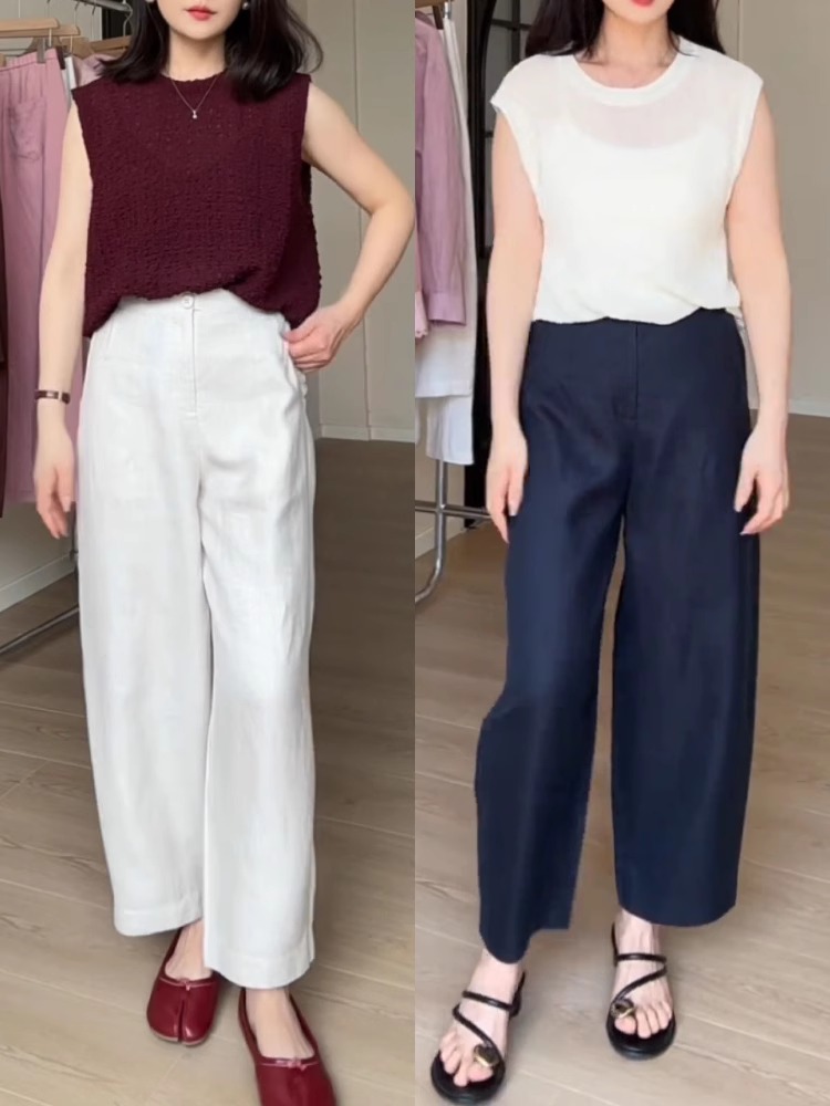 Women's Tencel Linen Cropped Harem Pants 2025 Summer Lightweight Loose High Waist - Image 2